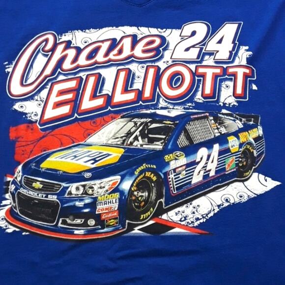 Chase Elliott Racing 24 Womens Sz M Blue V-neck Short Sleeve Graphic Tee Shirt - Picture 4 of 8